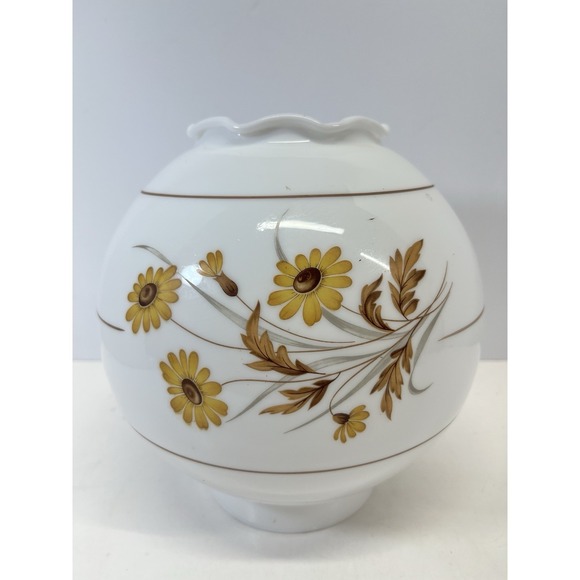 The Unbranded Brand Other - Vintage GWTW SUNFLOWER Transfer On White GLASS Globe 3.75" Slip Fitter